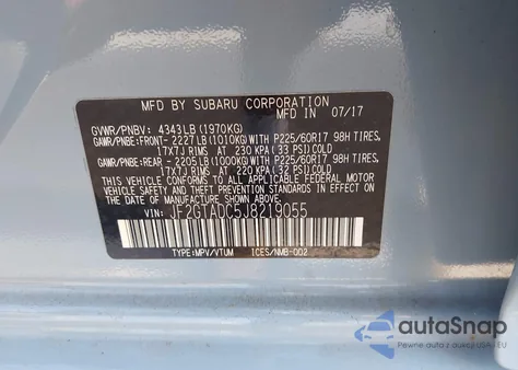 2018 Subaru Crosstrek 2.0I Premium from USA, damaged, VIN JF2GTADC5J8219055